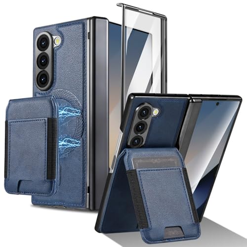 Étui amovible Samsung Galaxy Z Fold 6 en cuir bleu à rabat