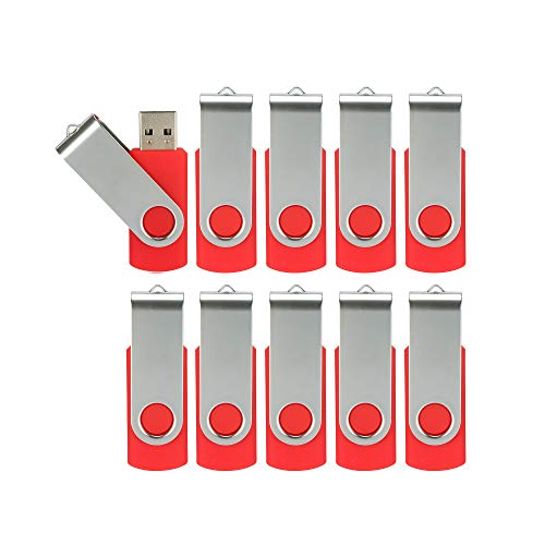 Lot de 10 clés USB 2.0 pivotantes 4 Go rouge clé stockage externe informatique amovible