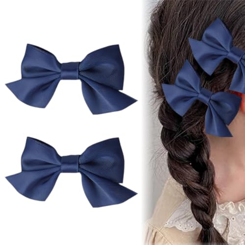 1 Paio Fiocco Capelli Donna, Blu Scuro Fiocco Capelli, Mollette a Coccodrillo per Capelli, Mollette Capelli con Fiocco in Gros-grain, Accessori per Capelli Moda Ragazze (Blu Scuro)