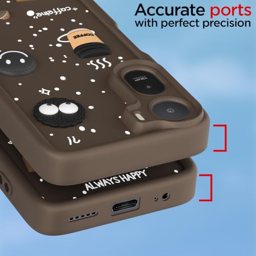 Image of Pikkme Back Cover for Redmi A7 Pro /Poco C85x 5G | 3D Bear Silicone Cute & Fun Coffee Cartoon | Full Body Protection Bumper Case (Brown)