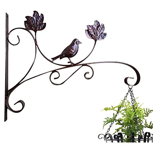 Ocharzy Metal Plant Hanging Hook Wall Brackets Home Garden Decor Flower Pot Hanger Outdoor/Indoor Plants Lantern Hooks Pack of 1 (A, 13.7 x 10.6 in, Coffee)