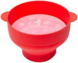 LYOR - Pipoqueira para Micro-Ondas de Silicone Vermelha 20cm x 24cm x 15cm