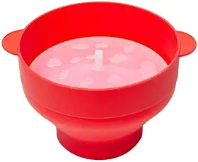 LYOR - Pipoqueira para Micro-Ondas de Silicone Vermelha 20cm x 24cm x 15cm