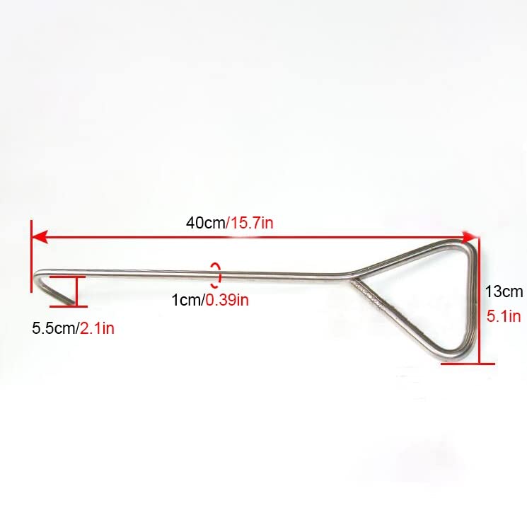 WDJBPSH Stainless Steel Hook for Open Manhole Cover, 10mm Lifting Hooks Tool with Triangular Handle, 20 24 27 31 in Drain Grate Cover Pullers Tool (Size : Length 40cm/15.7in)