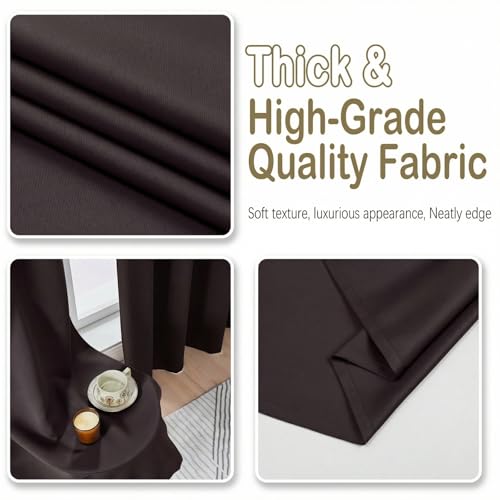 Image of Chocolate Blackout Curtains for Bedroom 63 Inch Length 2 Panels, Protect Privacy Thermal Insulated Solid Curtains for Living Room, Rod Pocket Window Treatment Blackout Drapes, 2x40Wx63L