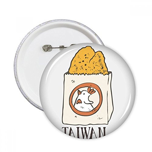 Badge Taiwan poulet frit lot de 5 pins ronds taille M pour customiser vos vêtements