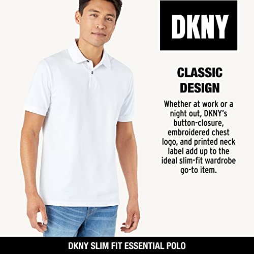 Dkny Men’s Polo Shirt – Cotton Mens Short Sleeve Polo Shirts | No Curl Collar Quick Dry Regular Fit Moisture-Wicking Golf Shirt For Men (Sizes: S-2Xl) White #TOP3