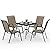 Amopatio Outdoor Dining Set of 5, Patio Table and Chairs Set, Textured Glass Tabletop, 4 Stackable Patio Chairs, Patio Furniture, Balcony, Porch, Lawn- Brown