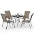 Amopatio Outdoor Dining Set of 5, Patio Table and Chairs Set, Textured Glass Tabletop, 4 Stackable Patio Chairs, Patio Furniture, Balcony, Porch, Lawn- Brown