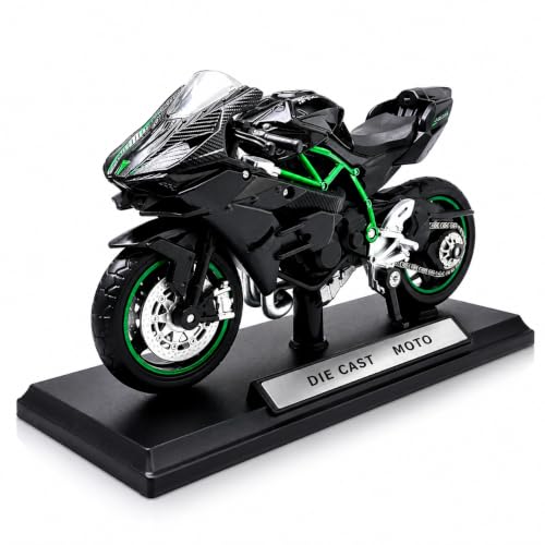 Image of Ninja H2R Die Cast Bike Model 1:12 Scale | Alloy Metal (Fuel Tank Only), Plastic Body | Realistic Sports Motorcycle with Display Stand | Gift for Kids & Collectors (Ninja H2R 1:12 Scale)