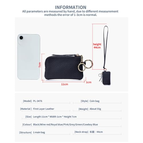 Genuine Leather Neck Wallet Credit Card Holder Key Ring Chain Wallet With Zipper Coins Change Pocket Unisex3