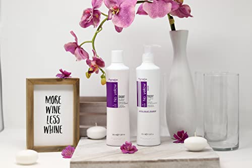 Fanola No Yellow Shampoo & Mask 11.8 Oz / 2Pk - Anti Brass Purple Shampoo & Hair Mask - Color Depositing Toner For Blonde, Silver, Gray, And Highlighted Hair - Remove Yellow & Brass From Bleached Hair #TOP3