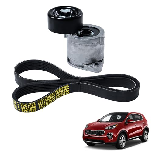 Image of K060396A Serpentine Belt Drive Tensioner Pulley Kit Fit for 19-20 Santa Fe,16-18 Santa Fe Sport,15-19 Sonata,16-20 Optima,17-22 Sportage,2.0L /2.4L Gas,Replace 252802GGB2,252802GGC3