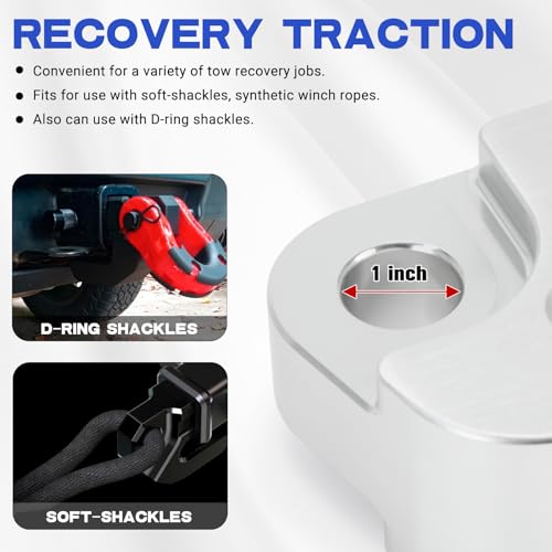 Tow Hitch Slider with Lock Pin & Trailer Hook Protection 45000 lbs Compatible with 3/4\" D-Ring or Soft Shackle for Off-Road Trucks SUV Vehicle Towing Recovery Hitch Protection (Silver) - Thumbnail 3