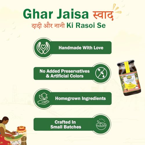 Image of THE LITTLE FARM CO Sweet & Sour Lemon Pickle - Nimbu ka Achar (300g) | Oil Free | Homestyle Khatta Meetha Nimbu Pickles | No Added Preservatives, Artificial Colours & Flavours | Traditional Recipe