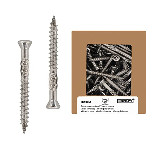 HELPMATE Tornillos de Terraza 5x70 Acero Inoxidable A2 - 50 unidades + Broca T25