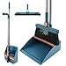 Broom and Dustpan Set for Home, 180Â° Rotating Broom Combo, Foldable Floor Sweeping Set with Long Handle, Stand Dustpan and Broom Combo with Comb Teeth for Office Kitchen Lobby Floor Cleaning (Blue)
