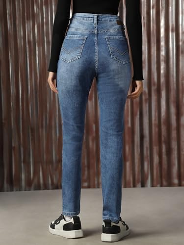 Image of High Star Women Cotton Washed Skinny fit High-Rise Casual Jeans