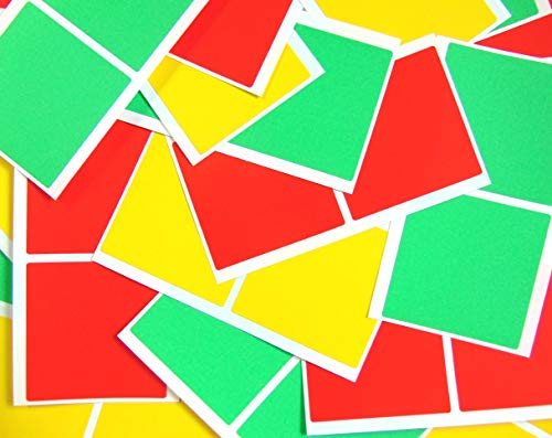 Large 51mm (2") Square Red, Yellow and Green Colored Sticky