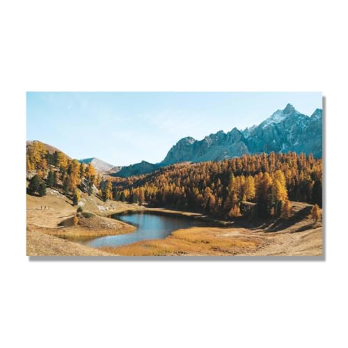 Tableau Déco Montagne pour un salon apaisant, impression Forest Blue Lake 19