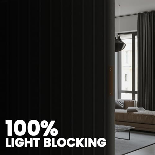 AJAZZ 100% Blackout Accordion Room Divider Curtains - with Flexible Ceiling Track Total Privacy Sound Proof Curtains Suitable for Bedroom Patio Sliding Door(Grey, W100 x L84, 1 Pack) by AJAZZ - Image 4