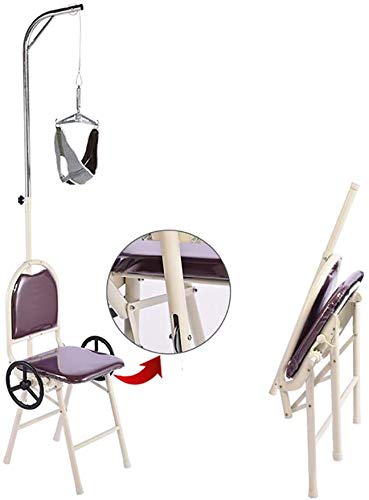 SXTYFBB Foldable Traction Chair, Cervical Stretching Traction Device Cervical Spondylosis Traction Frame Physical Therapy Pain Relief (B)