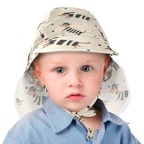Baby Boys Girls Sun Hat Boy Beach Caps Girl Sun Protection Neck Flap Traveling Camping Hat Cute Cartoon Dachshund2
