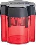 STAEDTLER Metal Double Hole Sharpener with Oval Tub - Manual Pencil Sharpener for Regular & Large Pencils, Makeup Pencils - 2 Sizes with Hinged Lid (Assorted Colors)