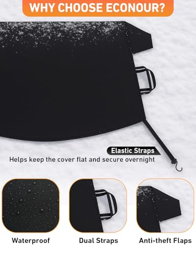 Image of EcoNour Car Snow Cover Compatible for Audi A3 A4 A5 A6 | Windshield Cover for Ice and Snow with S-Hook Straps | Heavy-Duty 600D Oxford Winter Car Cover, Waterproof & Anti-Slip