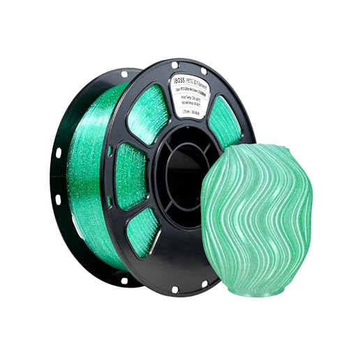Image of iBOSS Glitter PETG Filament 1.75mm, Transparent 3D Printer Filament Shiny Sparkle Material with Glitter, Flash Point Series 1KG Spool, fit Most FDM 3D Printers, PETG Glitter Mint Green
