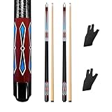 RAYNA GAMES Billard Queue Pool Cue Set Pool Queues, 58" Billard Queue Stöcke,Billardqueue Set mit Edelstahl Gelenk ErwachsenePool Cues für Billard Enthusiasten (Rot)
