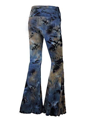 SugarRock Women Paisley Palazzo Hippie Pants Fold-Over Waist Bell Bottom Leg2