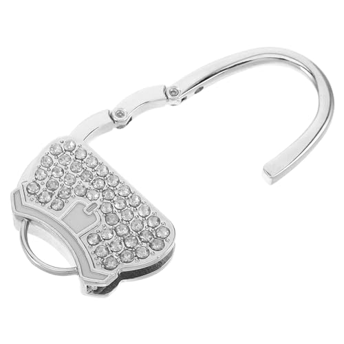 COLLBATH Rhinestone Purse Hook Bag Hanger Featuring Reliable Lock for Tables, Handbag Holder for Desk and Events, White Fashionable Handbag Display Stand