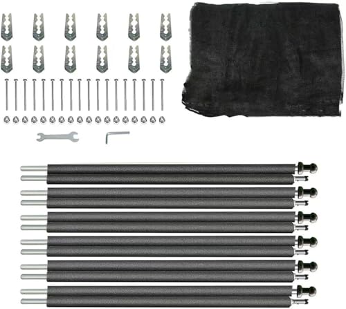 14FT Trampoline Net and Replacemen Poles, with Clamp and Hardware, Enclosure Pole Connecters, Screws and Bolts, Poles Caps Fits 14FT Trampoline with 6 Poles by JEVEZEE - Used condition - US$138.29
