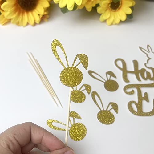 Happy Easter Cake Topper, 21Pcs Bunny Ears Cake Topper Bunny Cake Topper Easter Egg Decor For Easter Party #TOP1