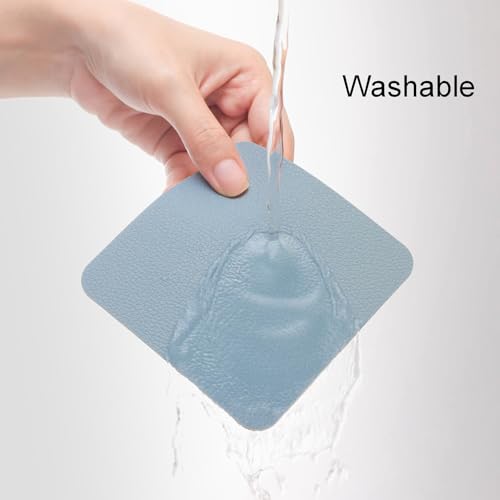 Myir JUN Coasters Glass Coasters set of 12 4 inch Double Sided Faux Leather Coaster Waterproof Non-slip Easy to Clean with Coaster Holder(Camel yellow Blue) - Image 2