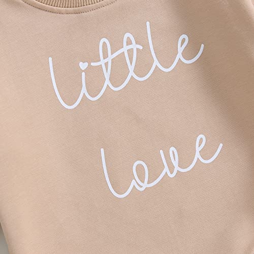 Moreeluck Little Love Baby Boy Girl Fall Outfit Long Sleeve Crewneck Sweatshirt Romper Unisex Baby Romper Sweater Tops Clothes (A Beige, 0-3 Months) #TOP5
