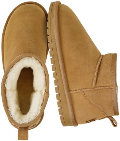 Genuine Suede Ankle Snow Boots for Women Men-Water Resistant Warm...