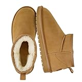 EVELLYHOOTD Genuine Suede Ankle Snow Boots for Women Men-Water Resistant Warm Flat Padded Winter...