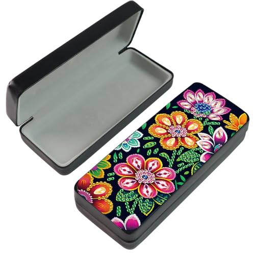 Étui à lunettes de soleil 16 x 6,5 cm rigide et kit peinture par numéros adultes motif fleurs