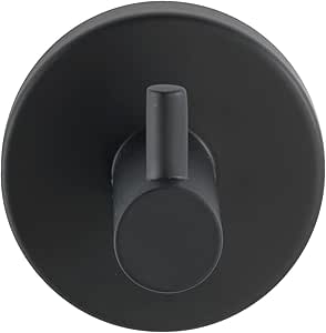 WENKO Wandhaken Uno Mod. Bosio Black matt, Edelstahl, inkl. Schraubmaterial, Ø 5,5×5,5 cm, Schwarz matt