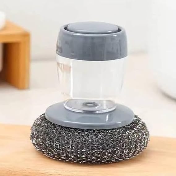 ZINZA Automatic Liquid Tank Kitchen Utensils Sink Cleaning Brush Scrubber, Dish Bowl Washing Brush with Soap Dispenser Handle Sponge with Wok Brush Kitchen Pot Cleaner Tool (2 Pack)-image-11