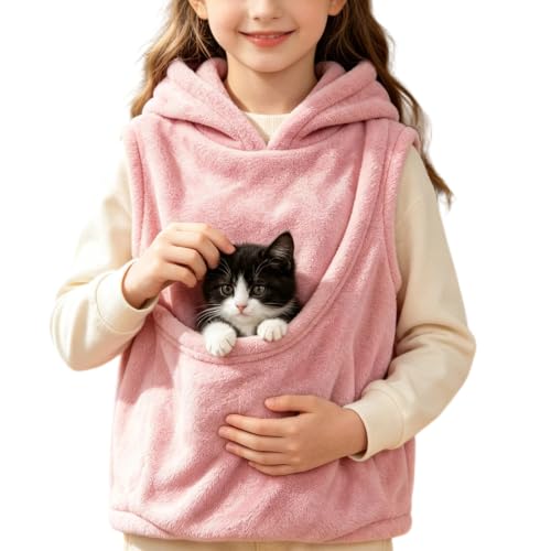 Girls Fleece Pet Pouch Hoodies Sleeveless Cat Dog Carrier Hooded Vest - image 2