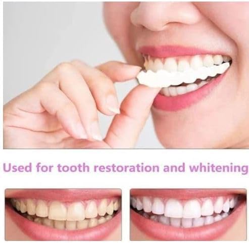 Instant Perfect Smile Veneers Comfortable Flex Fit Dentures for Top & Bottom Teeth White Tooth Cosmetic Cover Comfort Fit Flex Dentures for White Neat Smile (pack of 1) 1