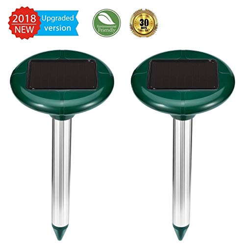 Preisvergleich Produktbild ZEBRAFI 2 Stück Solar Maulwurfabwehr,Ultrasonic Solar Maulwurfschreck,Mole Repellent, Maulwurfbekämpfung, Schädlingsbekämpfung mit IP56 für Den Garten (Grün)