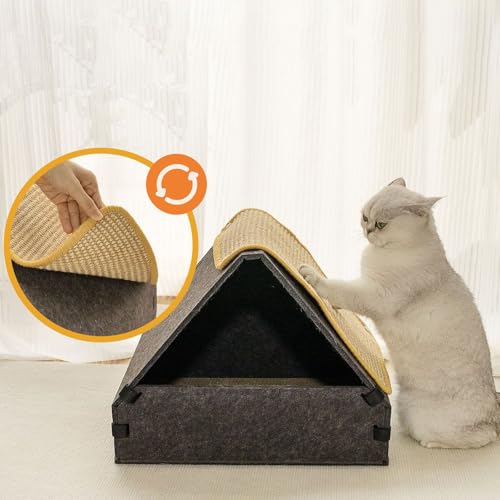Réduction de l'anxiété du chat grâce à cette maison avec planche à gratter - 4