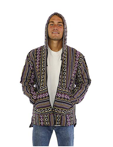 Sunshine Joy Woven Baja Style Zip Up Hoodie Hooded Jacket2