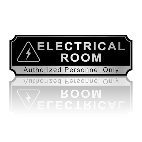 Electrical Room Sign for Business Door, Self-Adhesive Durable Modern Electric Closet Room Sticker for Home, Brushed Silver Authorized Personnel Only Signs for Business ï¼ŒWorkplace