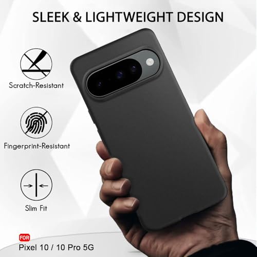 Image of TheGiftKart Sleek Back Cover Case for Google Pixel 10 /10 Pro | Slim Fit Protective Design | Ultra Matte Finish | Camera Protection Bump | Soft Silicon Case Cover for Pixel 10 Pro (Silicone, Black)