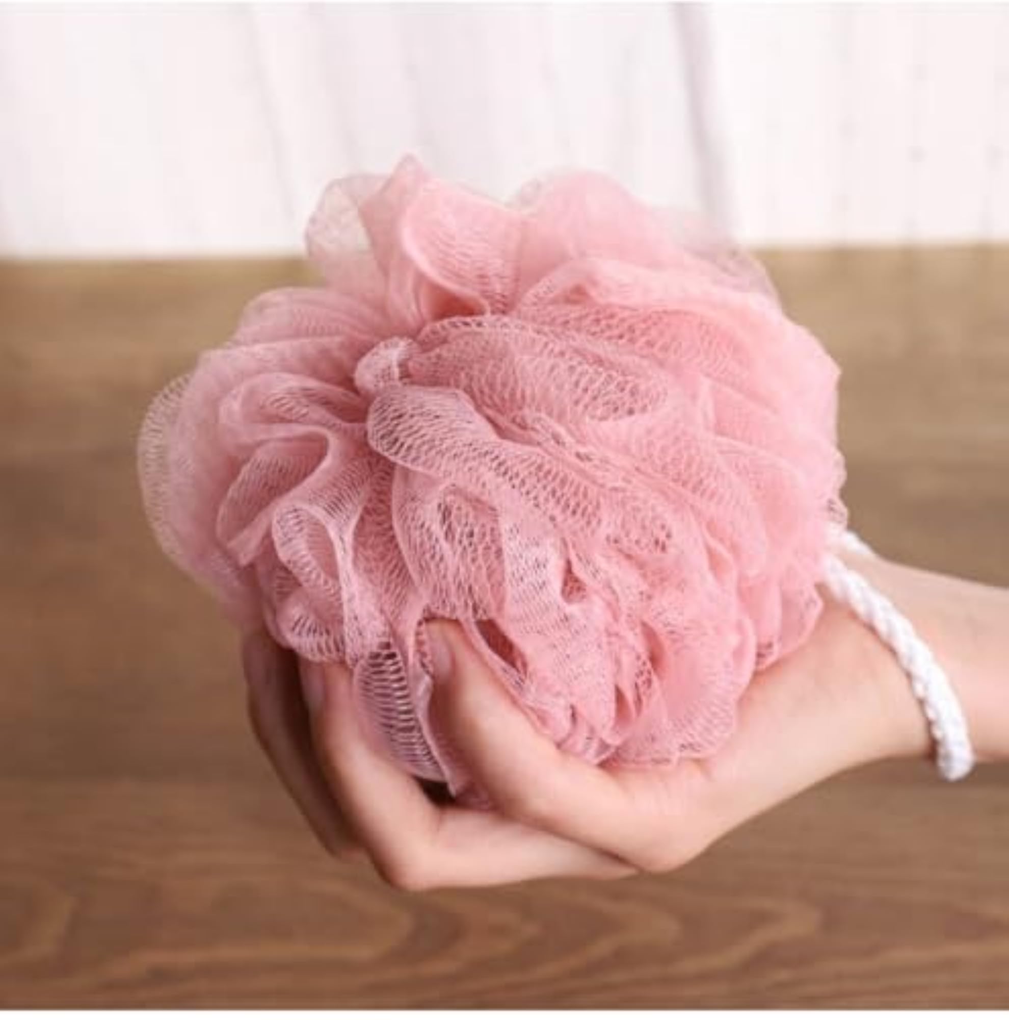 Soft Bath Loofah Sponge, Pink, Exfoliating Shower Mesh Pouf
